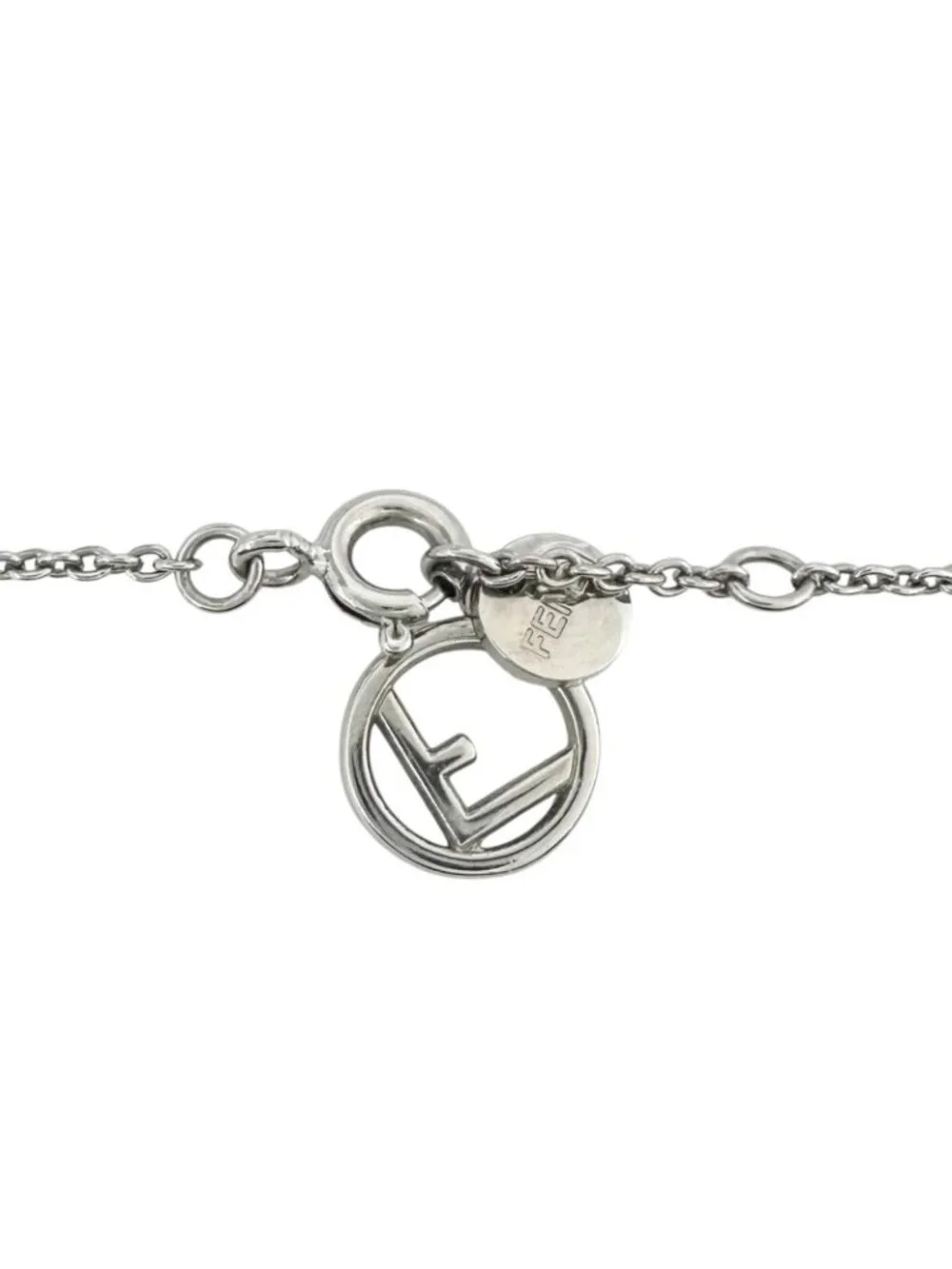Fendi F is Fendi Metal Rhinestone Silver Necklace
